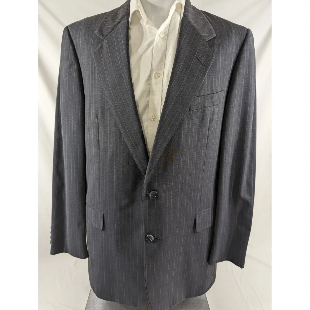 HICKEY FREEMAN Sport Coat Suit Top Wool Cashmere Blazer Jacket 42L pin Stripe